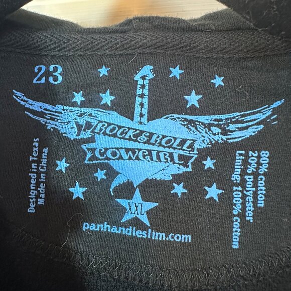 Rock & Roll Cowgirl Full Zip-Up Bling Hoodie – Black – Size XXL (2X) - Picture 5 of 8